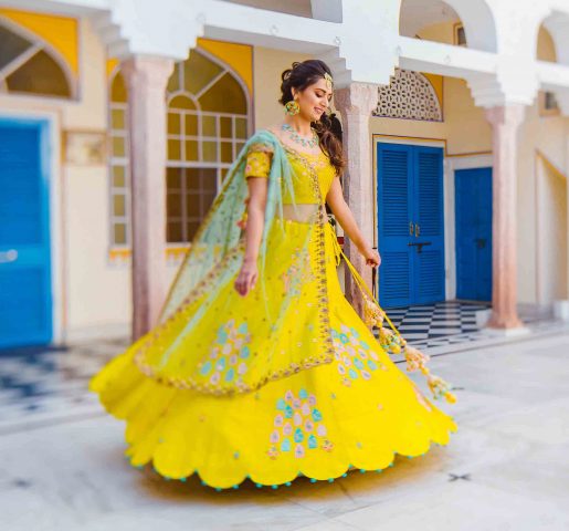 Yellow bridal lehenga