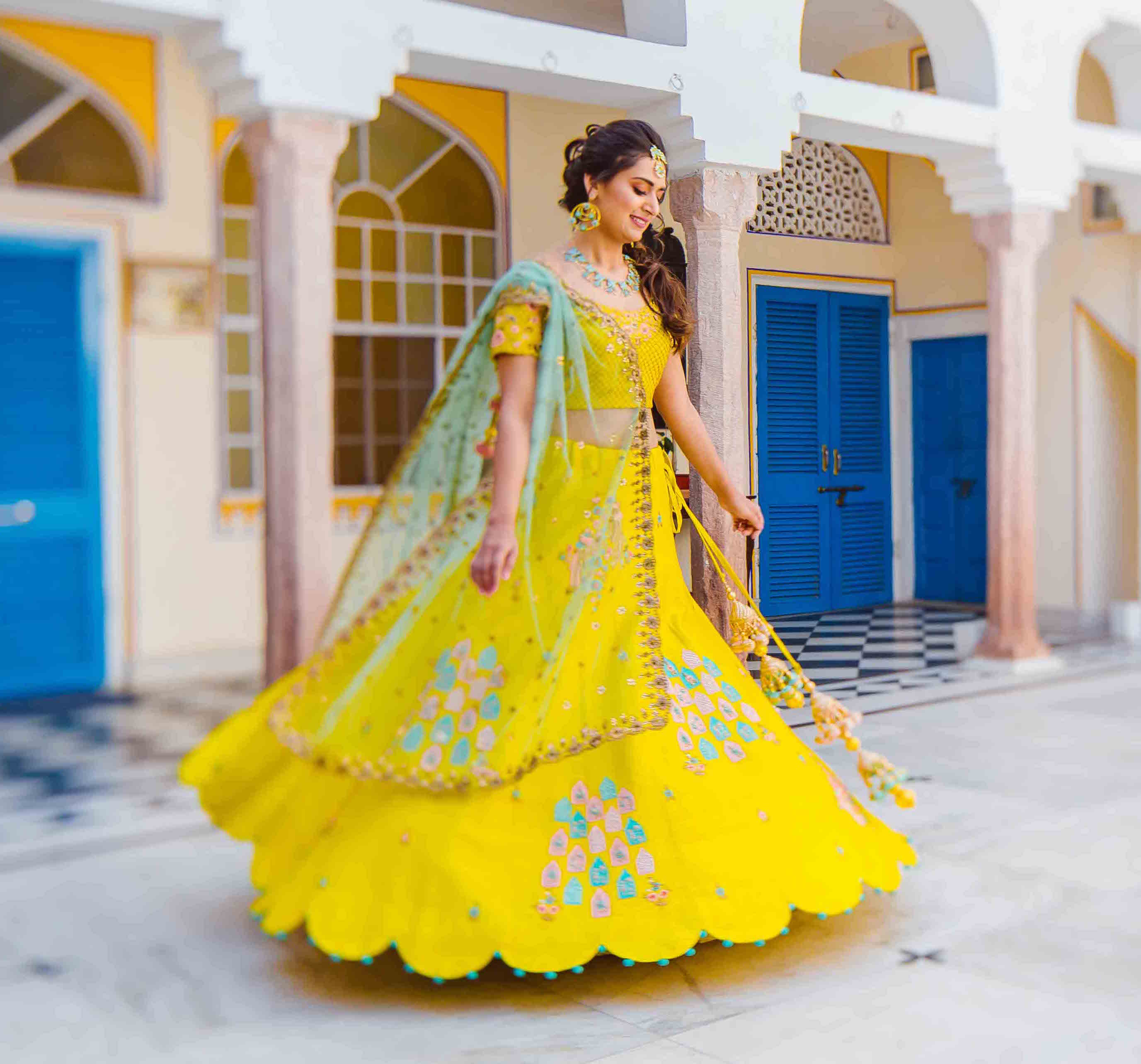 Yellow bridal lehenga
