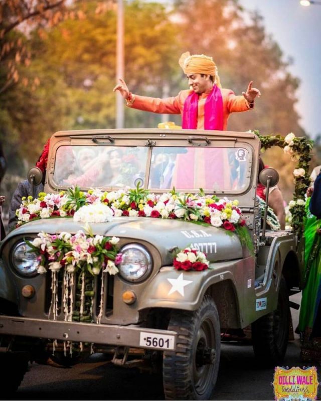 groom entry idea - in a jeep