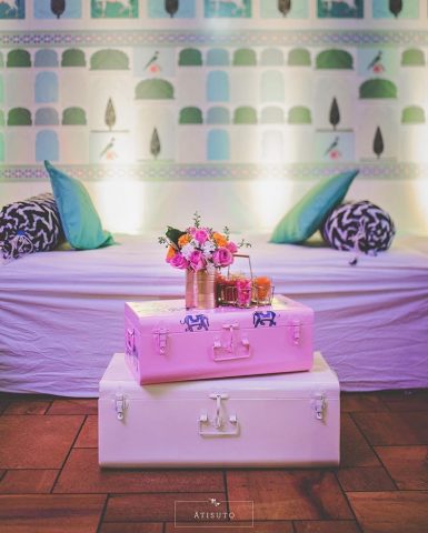 Vintage trunks centrepiece ideas