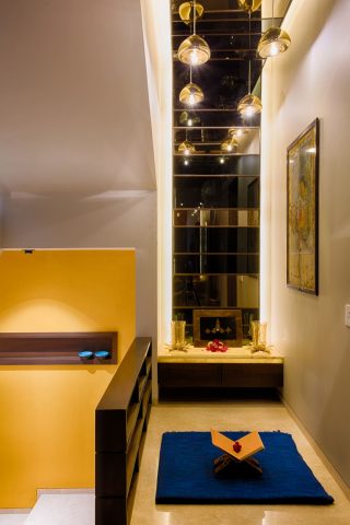 small mandir design in a passage