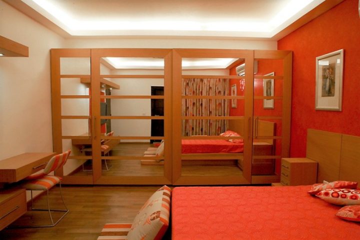wooden wardrobe designs with mirrors