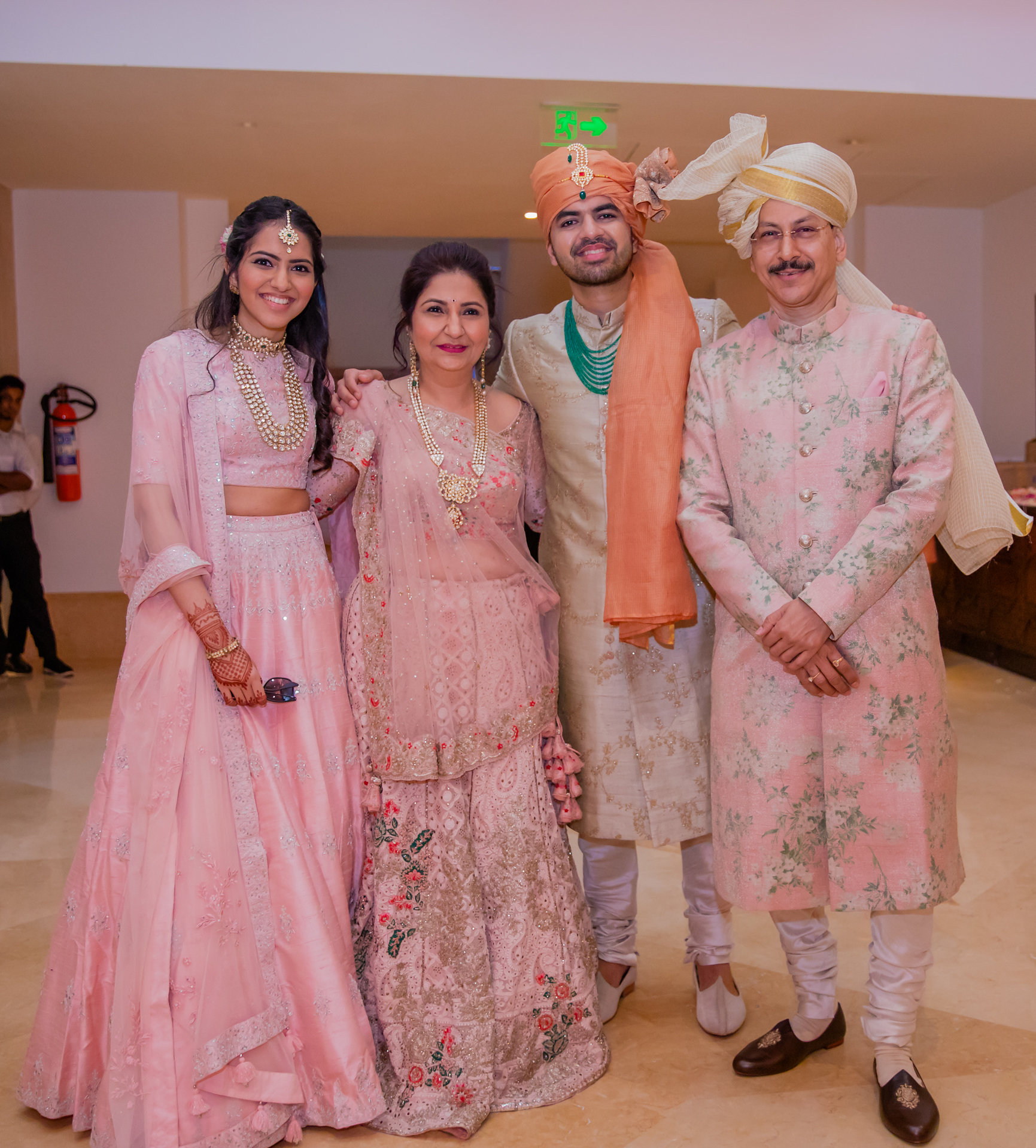 colour coordinated groom family